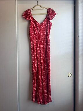 Workshop Republic Clothing Red Floral Puff-Sleeve Maxi Dress